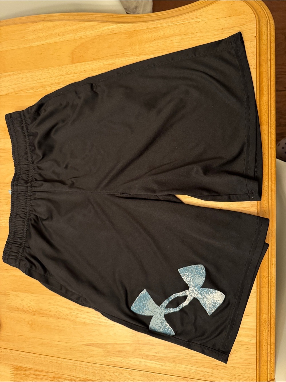 Under Armour Black Kids Athletic Shorts with Light Blue Logo